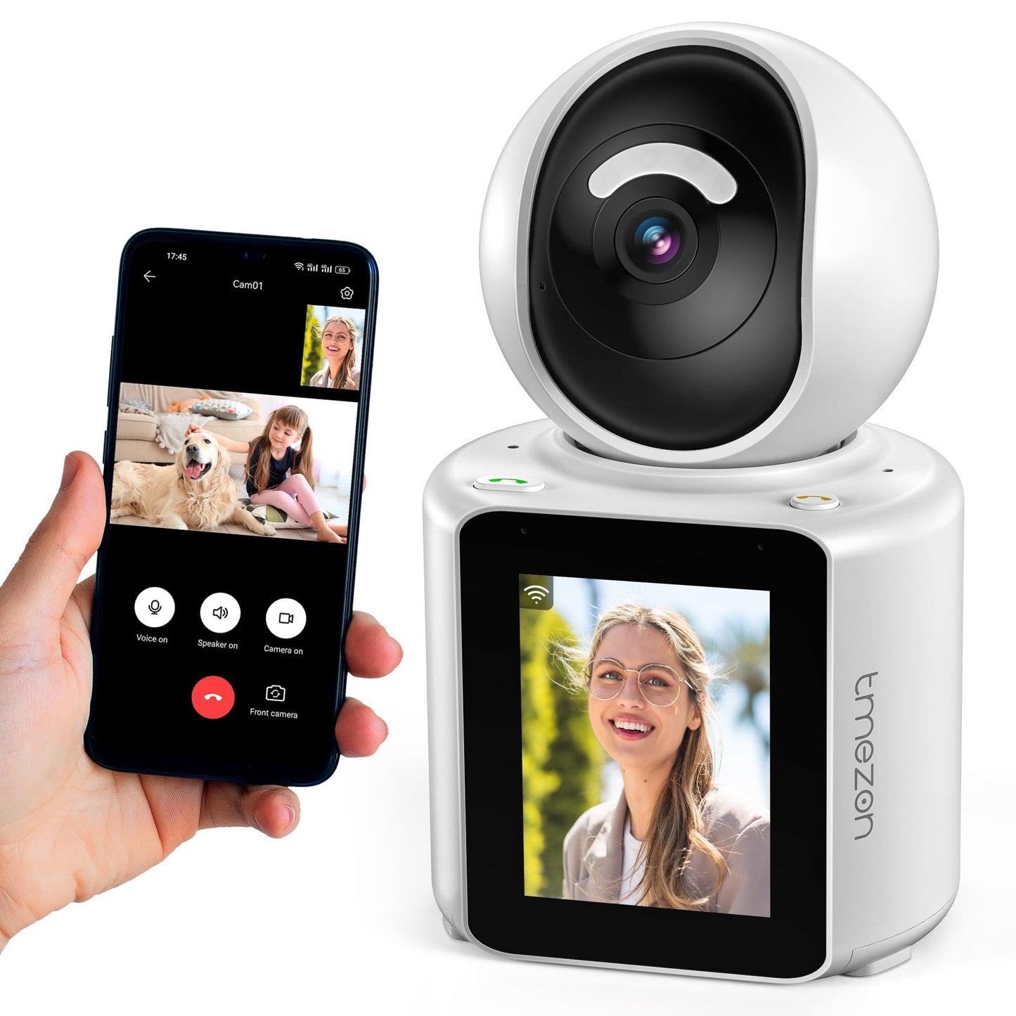 TMEZON Video Pet Dog Camera Indoor Two Way Wireless Security Camera Monitor 1080P with Phone app and Motion Detection,Baby/Elderly/Nanny Audio Calling Device Pan Tilt
