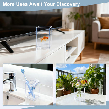 CDIVEFTN 10 Pack Clear Acrylic Pen Holders, Pencil Cups & Makeup Brush Organizers, Transparent Desk Storage for Office, School, Home & Study Supplies(10pcs)