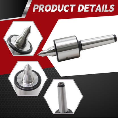 Nakkaa Lathe Center MT2 Live Center 0.0002" High Accuracy 60 Degree with 18mm Shank Diameter for Lathe Wood Metal Turning Tool