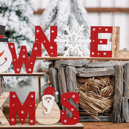 SUPVOX 2pcs Christmas Wooden Tabletop Decorations, Xmas Holiday Noel Sign Ornaments