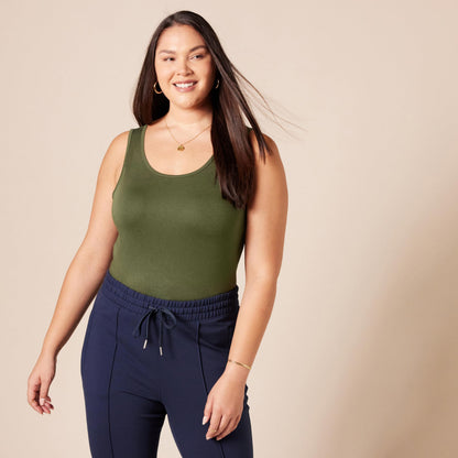 Amazon Essentials Women's Slim-Fit Tank Top, Pack of 2, Black/Olive, X-Large