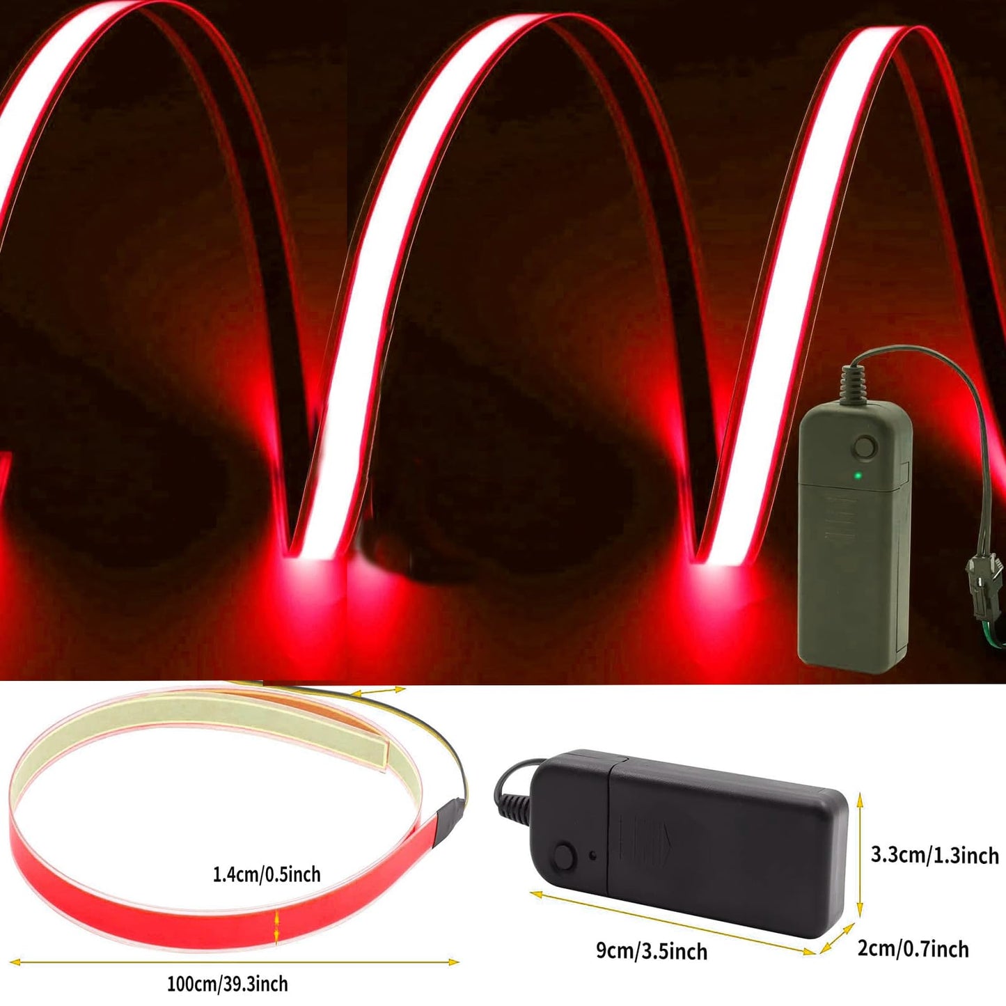 Flexible Led Panel,Electroluminescent Panel Sheet EL Tape Cuttable Soft for Mask Eye Cosplay Party Decor DIY-Continuous/Slow Flash/Fast Strobe 3x24 cm Lightblue (red, 1 * 1)