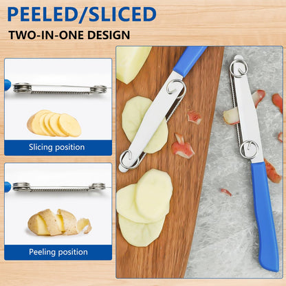 Quick Slicing Knife, New 3 in 1 Multifunctional Fruit Peeling Knife with Removable Spring, Kitchen Household Sharp Stainless Steel Fruit and Vegetable Fruit Slicing Knife (2pcs)