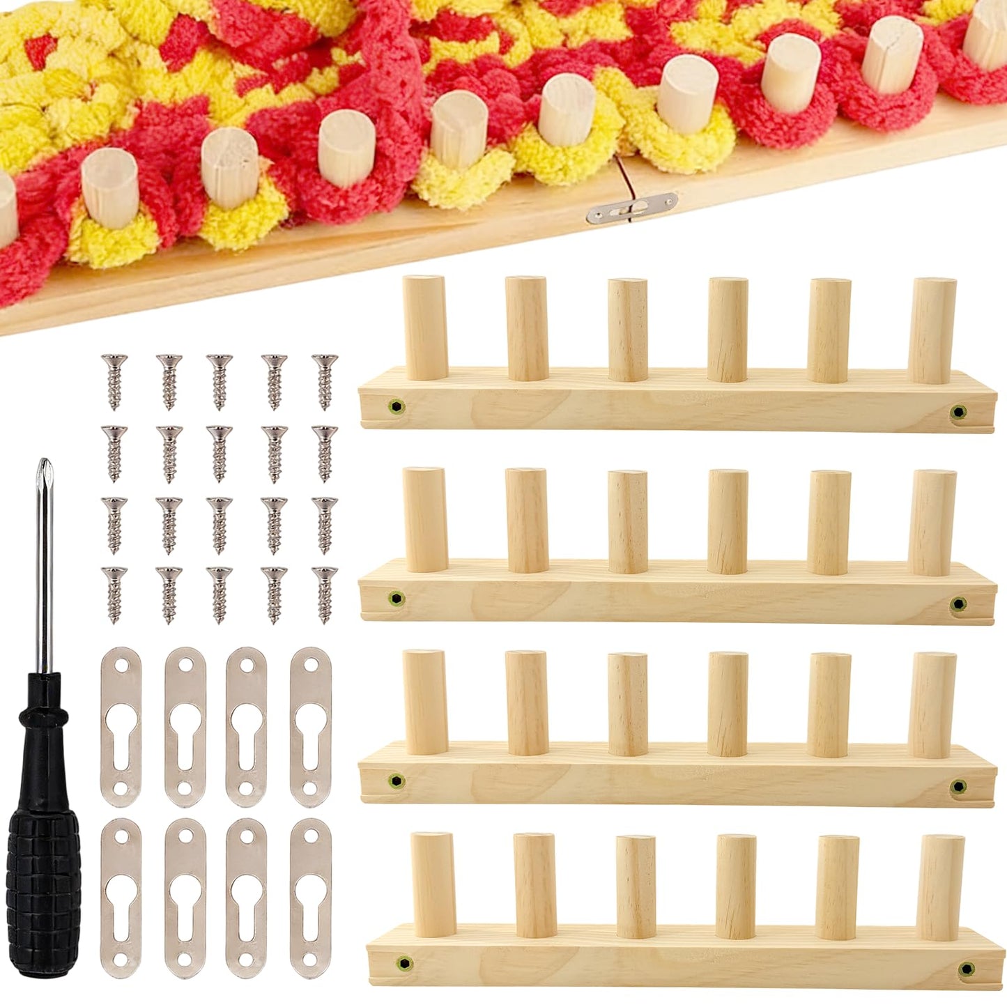 VITASHYNX 47" Chunky Blanket Loom Knitting Kit, Adjustable DIY Loom for Chunky Blanket, Customizable Wood Frame Knitting Machine for Blankets Bulky Yarn Crafts & Cozy Home Décor