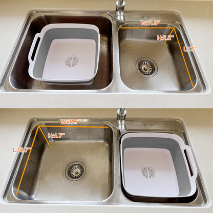 Collapsible Wash Basin for Baby Bottles - 2.4 Gallons Portable Wash Bin for RV Camping Sink, Space-Saving Dish Tub (Gray)