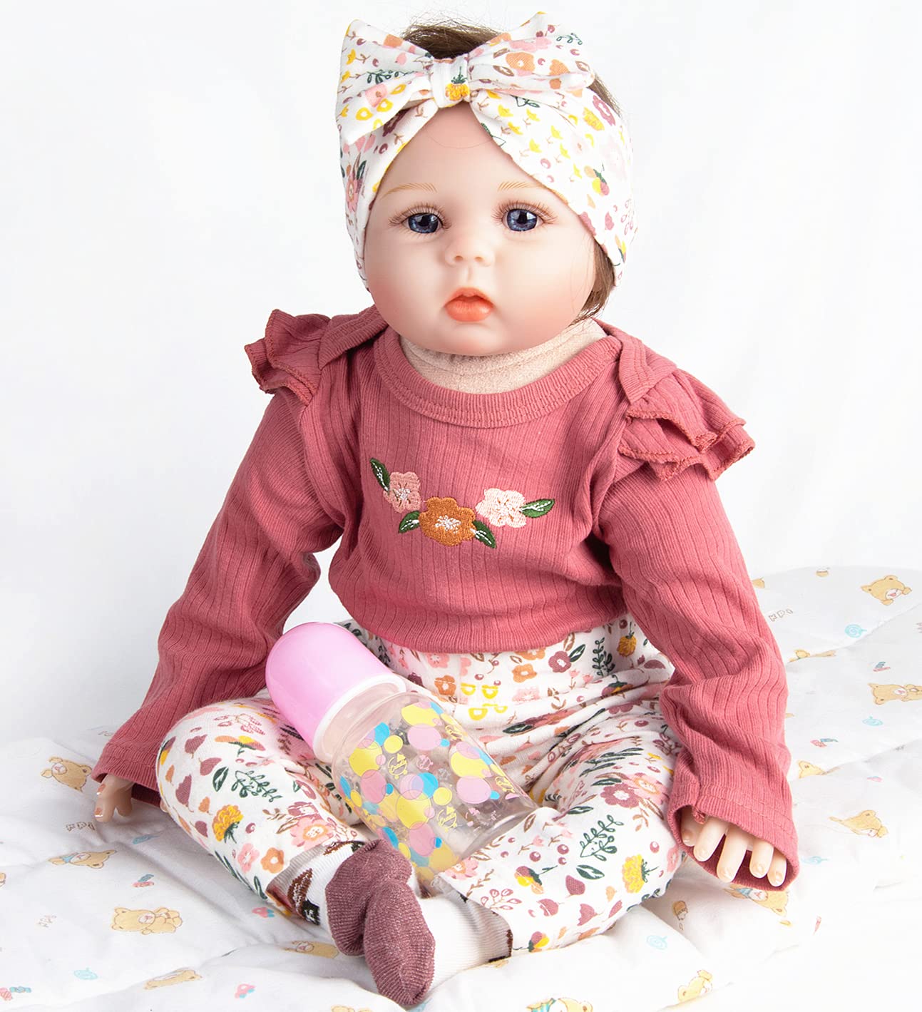 Pedolltree Reborn Baby Doll Clothes 22 inch Girl Outfit Accessories for 20-22 Inch Reborn Doll Baby Girl Doll Clothes 4pcs Set, Medium