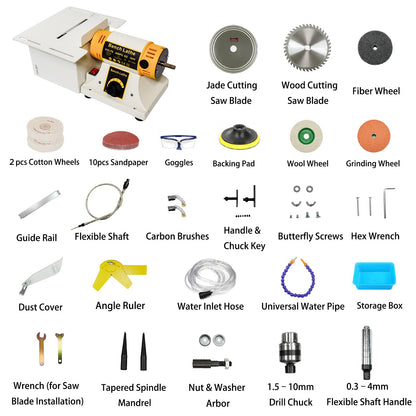 Lapidary Saw Machine for Crafts Multifunctional Lapidary Equipment 110V 750W Wet Saw Mini Table Kit for Cutting Rock & Polishing Jewelry Gemstone Woodworking Carving