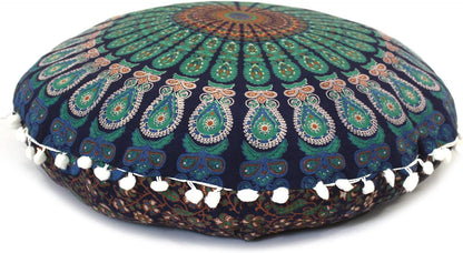 22 Inch CRAFT KALA Meditation Floor Pillows Cover Round Pillow Seating Hippie Decorative Adults Bohemian Mandala Circle