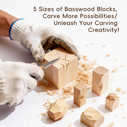 Basswood Carving Blocks: 16 Pieces in 5 Sizes with Oversized Blanks | Soft, Versatile Wood Blocks for All Your Whittling and Craft Projects ﻿