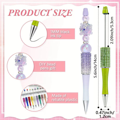 75 Pcs DIY Diamond Beadable Pen Kit - 25 Plastic Rhinestone Beaded Pens Bulk with Refills & Bags - Fancy Cute with Colors Refills & Bags for Students Teachers School Office Accessories Supplies