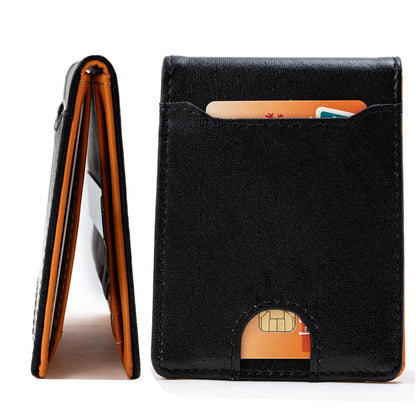 ECROSKO Mens Slim Wallet - Minimalist Front Pocket Bifold Top-Grain Leather Wallets with Money Clip ID Window Credit Card Holders Gifts for Men
