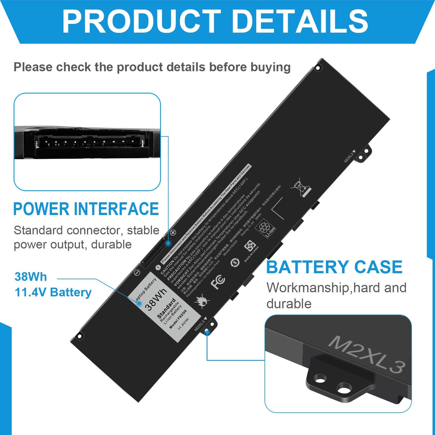 Fancy Buying 39DY5 F62G0 Battery for Dell Inspiron 13 7000 i7373 7373 7386 2-in-1 7370 7380 5370 P83G P87G P91G P83G001 P83G002 P87G001 P91G001 039DY5 39DY5 0F62G0 RPJC3 0RPJC3 F62GO Vostro 13 5370