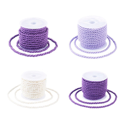 4 Rolls Braided Macrame Cords 3mm 5.4yards Twisted Trim Rope Polyester Twine Cord for Knitting Bag Wall Hangings Plant Hangers Handmade Macrame Supplies