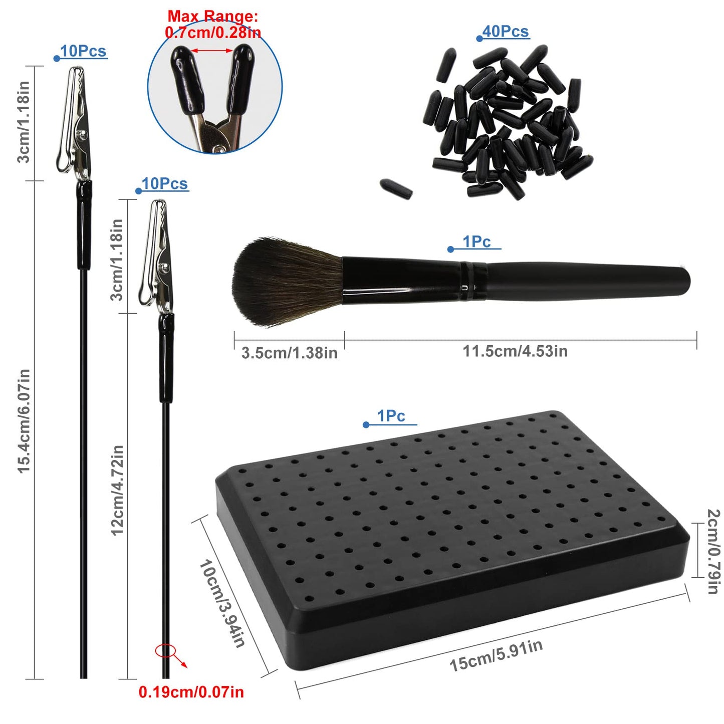 1PC Painting Stand Base and 1PC Cleaning Brush 10PCS 7.3inch Alligator Clip Stick and 10PCS 5.9inch Alligator Clip Stick Set Modeling Tools for Airbrush Hobby Model Parts