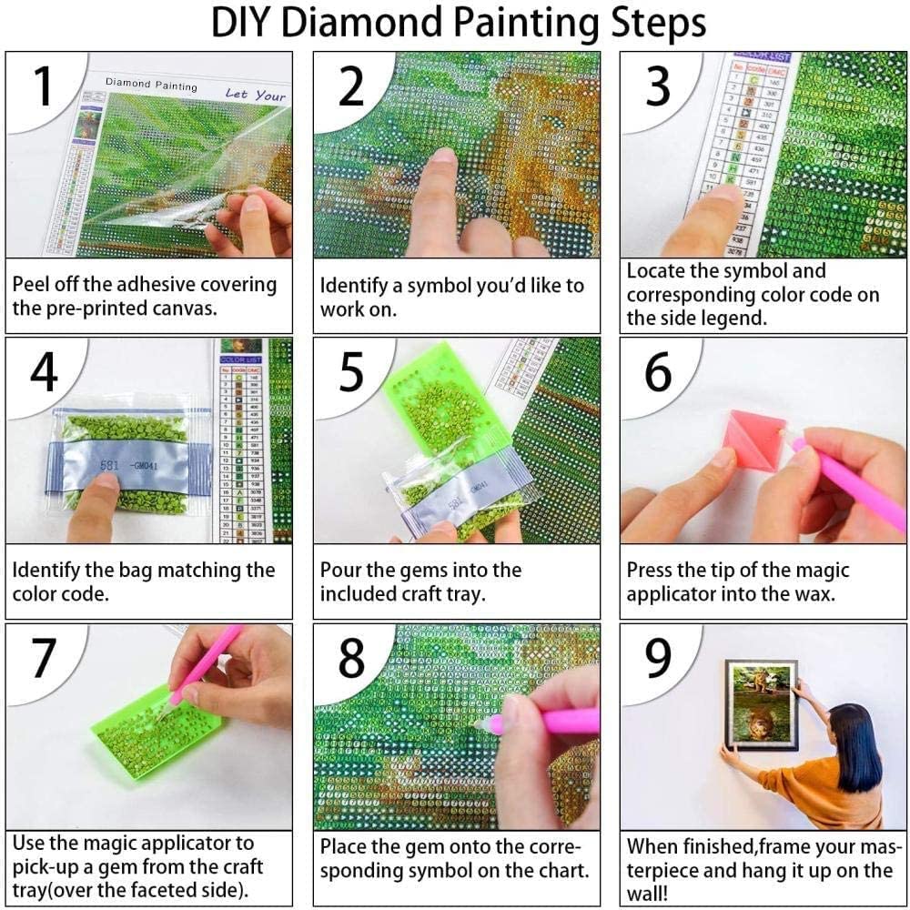 WHYCJXWL Diamond Art Full Drill Round Rhinestone, Bear Diamond Art for Adults and Beginners, DIY 5D Diamond Art Kits for Home Wall Decor (12X16 Inch)