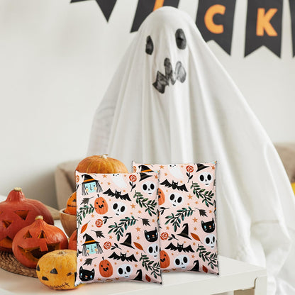 JarThenaAMCS 100Pcs Halloween Poly Mailers 10 x 13 Inch Spooky Ghost Pumpkin Packaging Bags Self Seal Mailing Envelope Bags for Small Business Clothing Gift