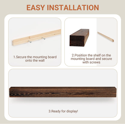 Heimlove Fireplace Mantel Shelf 72 Inch,Handmade Rustic Solid Wood Mantles for Over Fireplace,Wall Mounted Floating Fireplace Mantel Shelf for Living Room Decor,72"x 8"x 6"-Dark Carbonized