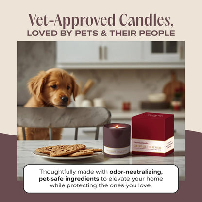 Companion Candles Celebrate the Season Pet-Friendly Scented Candle – Cookie Butter, Brown Sugar & Vanilla Fragrance - Coconut Soy Wax Candle with Wooden Wick, 50-Hour Burn Time, Made in USA, 11.8 oz