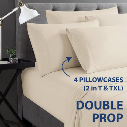 Home Collection Micro Caress Luxurious Sheet Set - 90GSM 4-Piece Cal King Size - Cream Color