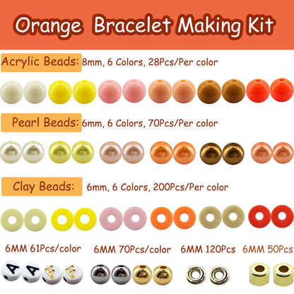 2220Pcs Fall Bracelets Beads Kit, Thanksgiving Fall Beads for Jewelry Making Autumn Yellow Orange Clay Beads Pearl Beads Round Loose Spacer Beads Heishi Beads Bulk for Necklace Earrings DIY Craft