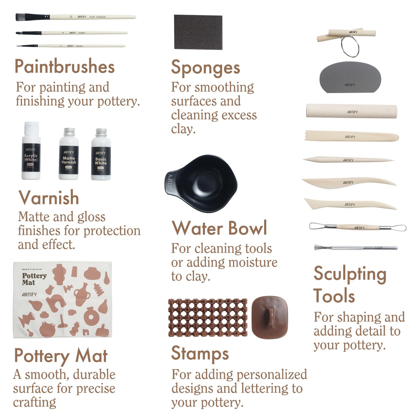 ARTIFY Air Dry Clay Kit for Adults, DIY Pottery Craft Airdry Tool Kit at Home, Art Hobby Clay Sculpting Modeling Making, Date Night Couples Family Beginners Valentines Day Gifts