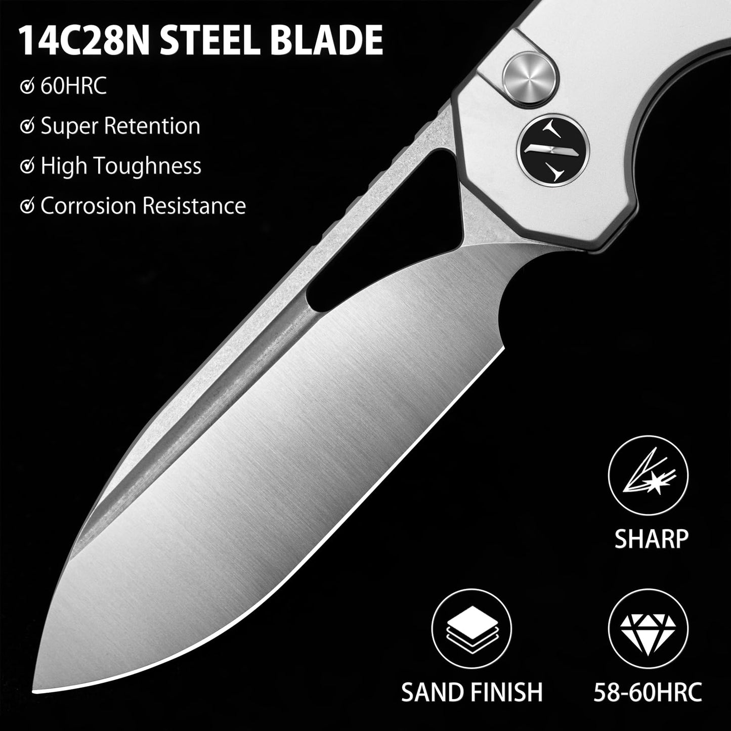 NedFoss COUGAR Folding Pocket Knife, Button Lock EDC Knife with G10 Handle, 3.43" Sandvik 14C28N Blade EDC Tactical Knives, Lightweight Knife for Outdoor Survival Camping Everyday Carry