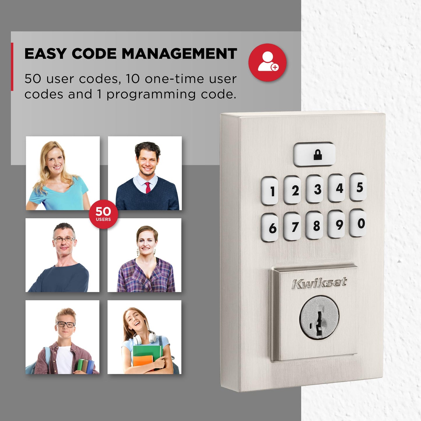 Kwikset SmartCode 260 Keyless Entry Electronic Keypad Deadbolt Door Lock with Auto-Lock, Custom User Codes, Advanced Security in Satin Nickel Contemporary