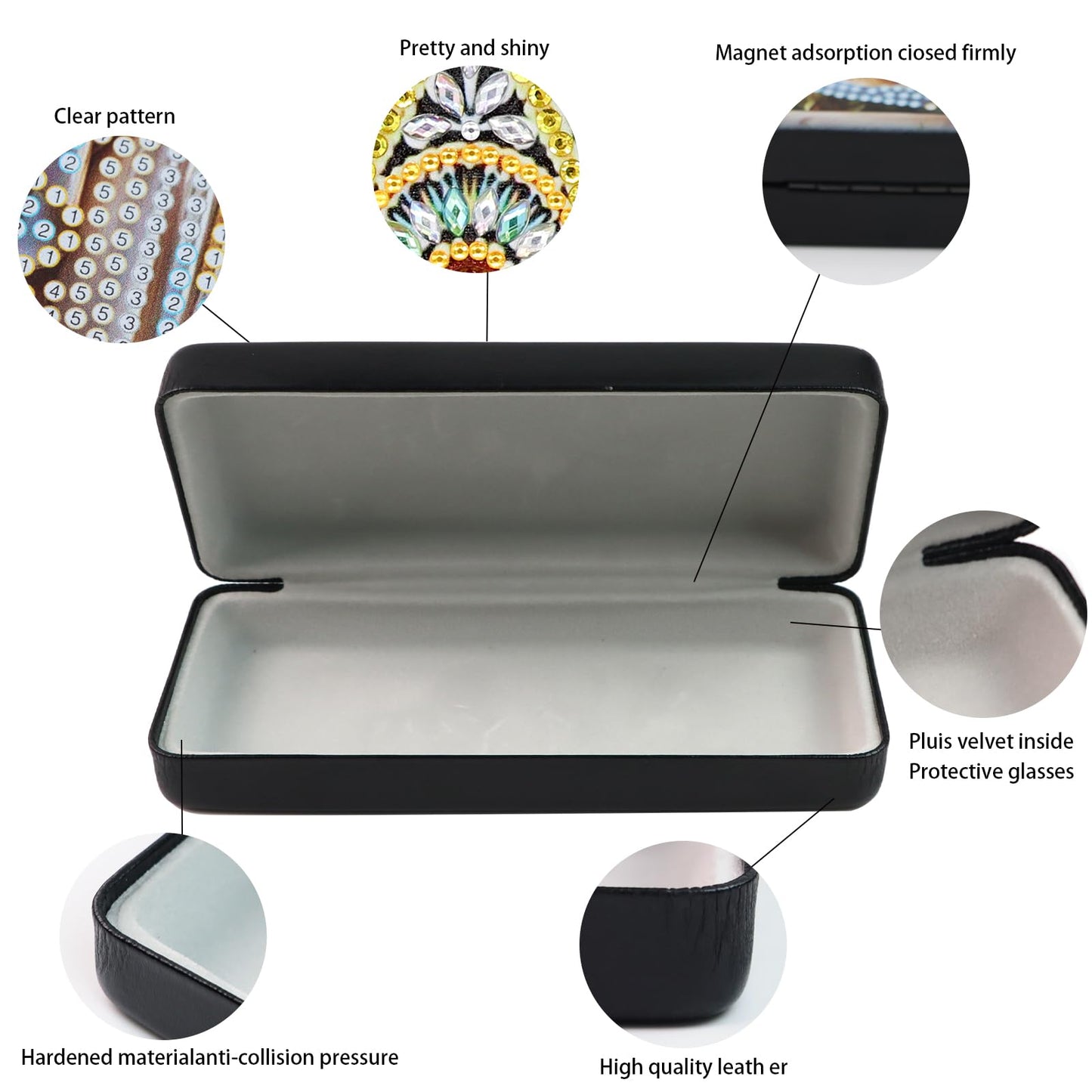 5D DIY Diamond Painting Kit Special Shape Diamond Art Eyeglass Case, Handmade Diamond Art Sunglasses Glasses Storage Box, Partial Mosaic Making Craft for Adults Travel Sunglasses Storage Box Gift