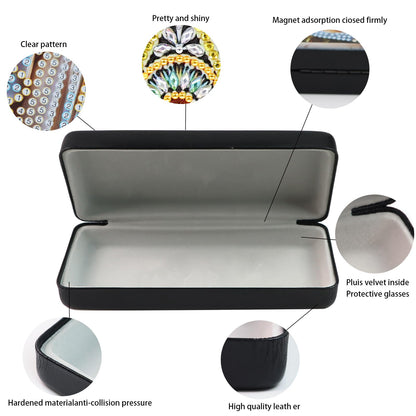 5D DIY Diamond Painting Kit Special Shape Diamond Art Eyeglass Case, Handmade Diamond Art Sunglasses Glasses Storage Box, Partial Mosaic Making Craft for Adults Travel Sunglasses Storage Box Gift