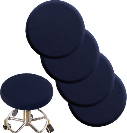 4 13-18 Inch ANWUCHEN Stool Covers - Soft Elastic Bar Stool Seat Covers for Round Wooden/Metal Chairs (Blue)