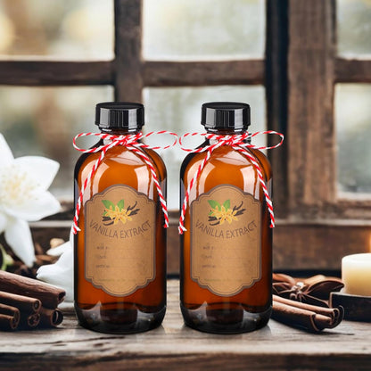 12 Pack 8 oz (8 oz) ProSuites Amber Vanilla Extract Bottles Vanilla Glass Bottles for Vanilla Extract Homemade Amber