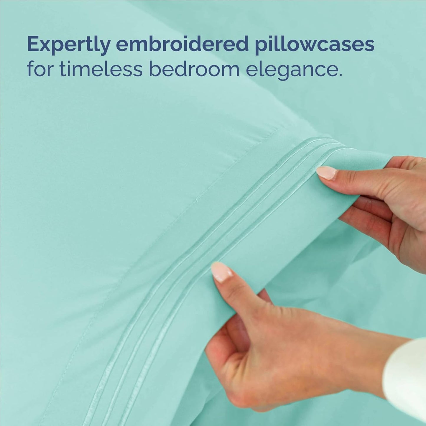 Skiennix Full Size 4-Piece Sheet Set - Comfy, Breathable & Cooling Luxury Bedding - Deep Pockets, Ultra-Soft, Wrinkle-Free - Spa Blue