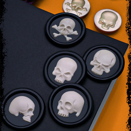 Halloween Wax Seal Stamp,3D Skull Sealing Wax Stamps 25mm Brass Stamp Head with Pearwood Handle for Halloween Christmas Thanksgiving Invitations and Greeting Cards