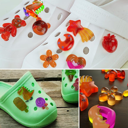 Zayookey 4pcs Shoe Charms Molds Resin Casting Cartoon Silicone Mould with 20 Buckles Small Flower Epoxy Mold for Clogs Sandals Scrapbooking DIY Phone Case Refrigerator Magnets