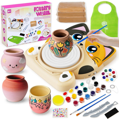Insnug Pottery Wheel for Kids - Pottery Arts and Crafts for Kids Ages 8-12 with 3 Pack Painting Kit Air Dry Clay Art Supplies Toys for Girls Boy Christmas Birthday Gift for 6+