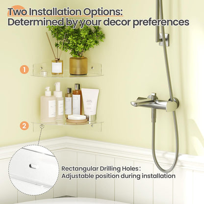 4 Pack 10 upsimples Acrylic Corner Floating Shelves, in Clear Hanging Shelves with Cable Management Design, Wall