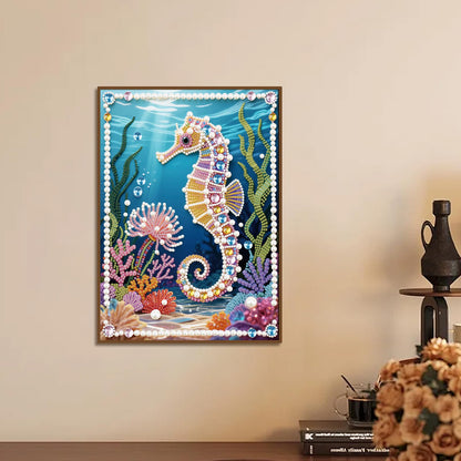Stalente Pearl Diamond Painting Kits for Adults Seahorse, 5D Special Shape Diamond Art Kits for Beginners, Crystal Rhinestones Diamond Painting for Home Wall Decoration Gift 12×16inch, Animal