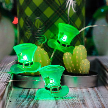 Impress Life Green Hat String Lights - 10ft Battery Operated/USB Plug-in LED with Remote for Bedroom Home Garden