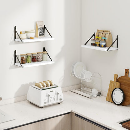 Heimlove Set 3,Light Floating Shelves for Wall of Wood Wall Mounted Bookshelf Decorative Shelf for Living Room Bathroom