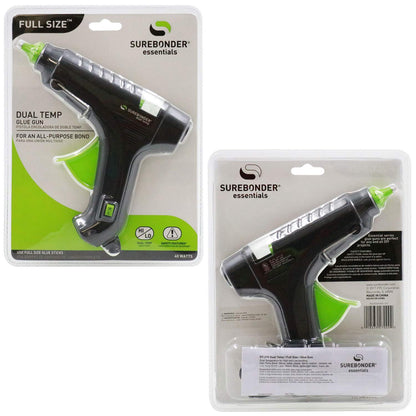 Surebonder Hot Glue Gun Full Size, Dual Temperature 40W Glue Gun for DIY, Craft, & Home Repair, Uses 7/16" Glue Sticks, Black