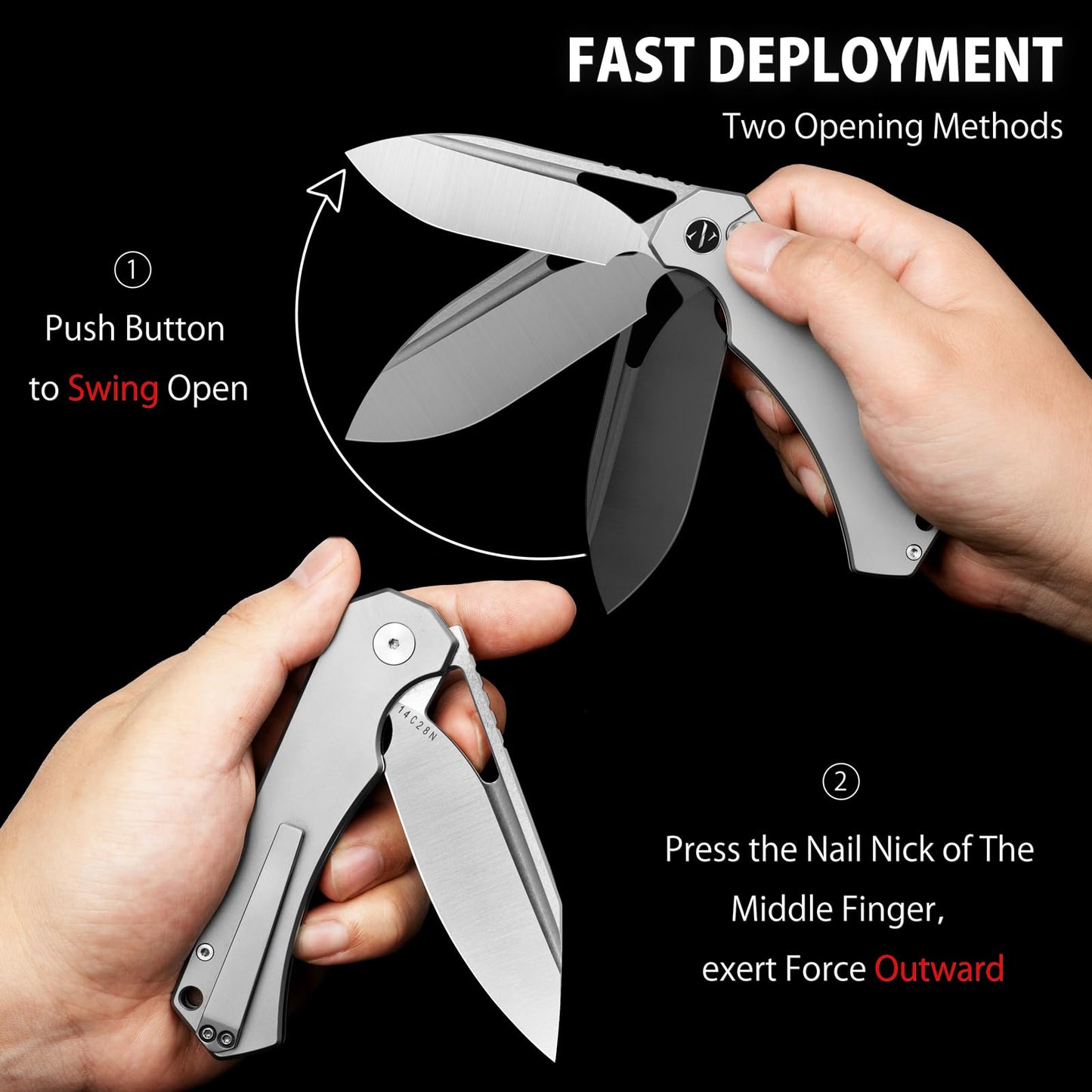 NedFoss COUGAR Folding Pocket Knife, Button Lock EDC Knife with G10 Handle, 3.43" Sandvik 14C28N Blade EDC Tactical Knives, Lightweight Knife for Outdoor Survival Camping Everyday Carry