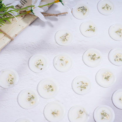 Qilery 50 Pcs Baby's Breath Wax Seal Stickers Dry Floral Self Adhesive Envelope Wax Seal Stamp Stickers Bulk for Wedding Invitation Bridal Shower Birthday Party Letter Greeting Card Gift Wrapping