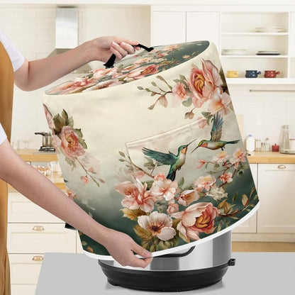 Hummingbird Floral Pressure Cooker Cover with Pocket, Dustproof Kitchen Decoration for Rice Cooker
