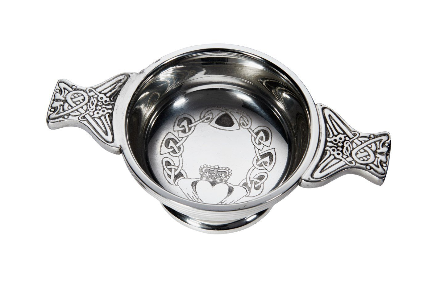 Wentworth Pewter - Small Claddagh Pewter Quaich Whisky Tasting Bowl Loving Cup Burns Night