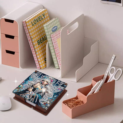 JISHSHAY Diamond Painting Note Box Fairy Diamond Art Sticky Note Holder Elf Gem Painting Notecard Box Gem Art Mosaic Kits for Adults Embroidery Kit Memo Pad Holder,Contains 160 Sheets of Paper