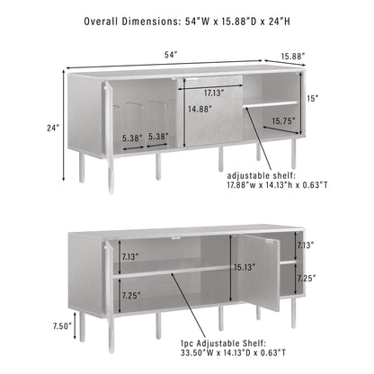 Crosley Furniture Brody Vinyl Record Storage Sideboard, Modern Media Console and Cabinet with Shelves, Brown