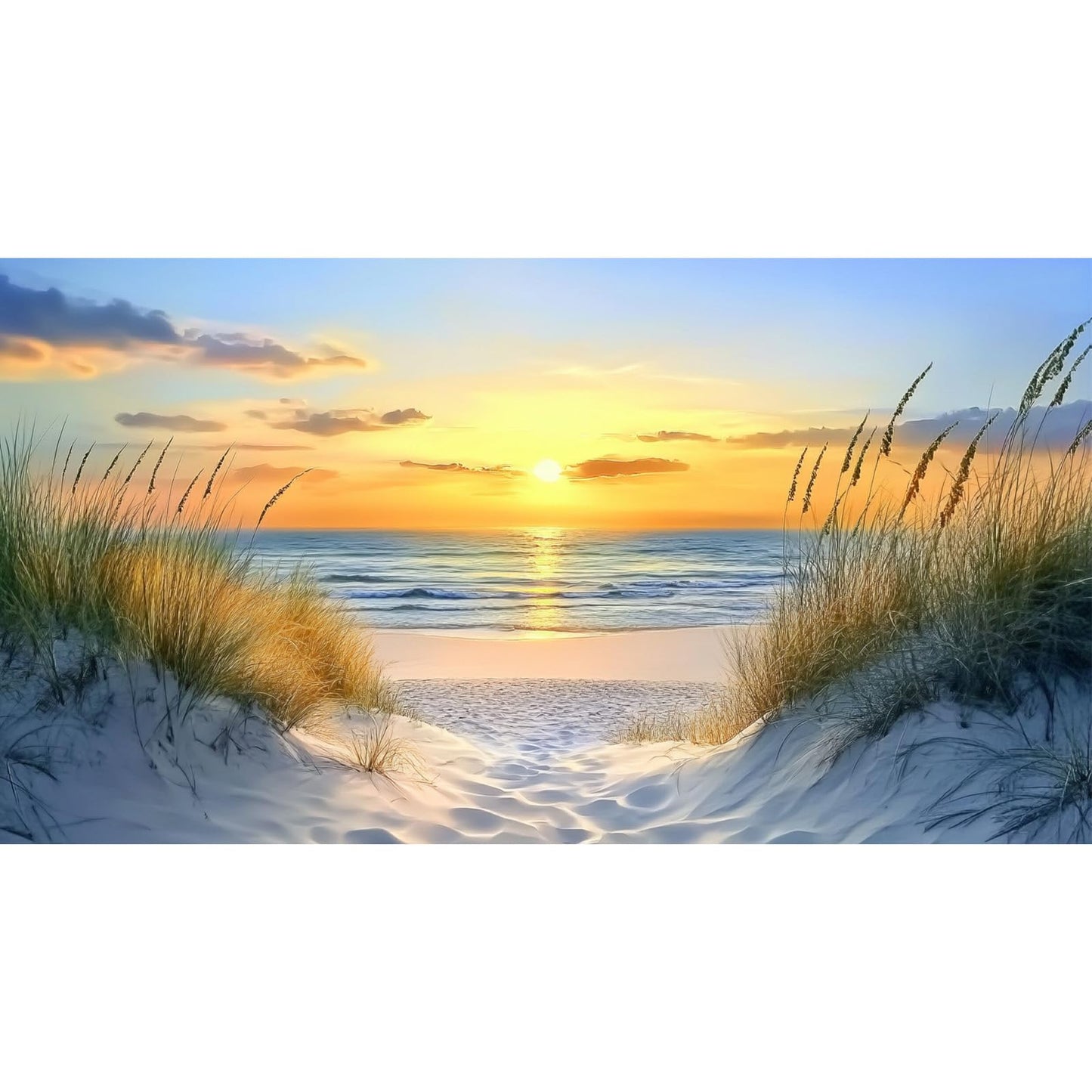 KEYIFA Diamond Art Kits for Adults, 28x16 Inch Large Beach Diamond Painting 5D Diamond Art for Beginners Sunset View DIY Full Drill Paint by Diamonds Dots Gem Art for Home Wall Decor