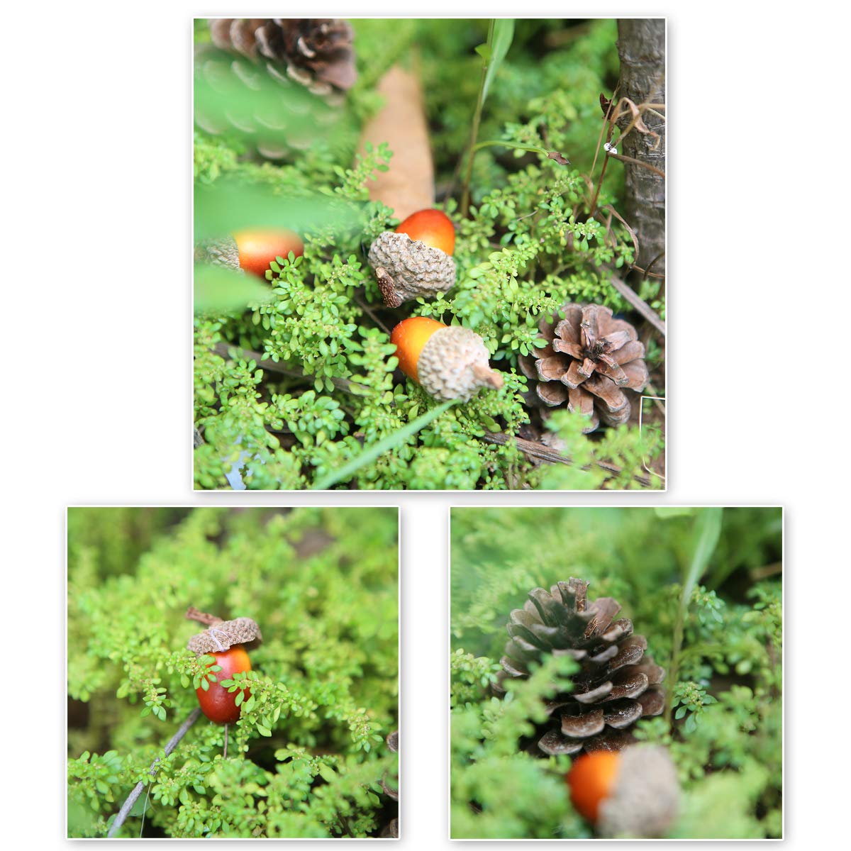 Apol Total 120 Pcs Artificial Acorns and Natural Pinecones Ornament Set for Home House Christmas Decoration Photo Props