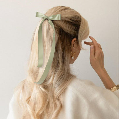 Keypan Sage Green Satin Ribbon 5/8 Inch x 50 Yards Double-Faced Ribbons for Gift Wrapping Crafts Flower Bouquet Hair Wedding Paper Bows Invitations