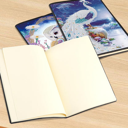DCIDBEI 2 Pack 5D Diamond Painting Notebooks A5 Blank Owl Peacock Diamond Art Painting Crystal Cross Stitch Special Shaped Arts and Crafts Journal Diamond Kits Writing Sketchbook Journal Diary Books